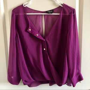 Bebe Sheer Purple Blouse - Open Back